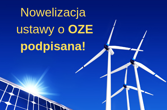 Nowelizacja ustawy o OZE podpisana